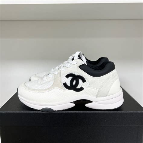 chanel scarpe brillantini|Chanel black and white sneakers.